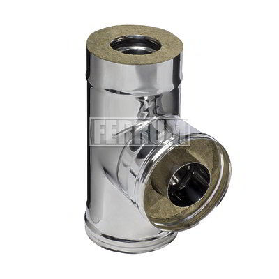Тройник-сэндвич 90 FERRUM (430/0,8мм + нерж.) Ф130x200